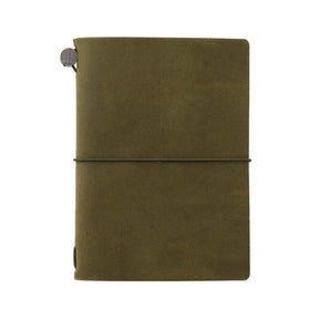 TRAVELER'S COMPANY Passport Sized Leather Notebook Kit - Olive Green