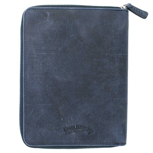 Galen Leather Co. Zippered 5 Slot Pen Case - Crazy Horse Navy Blue