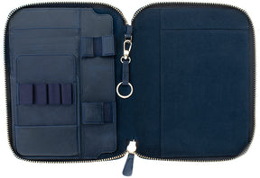 Galen Leather Co. Zippered A5 Notebook Folio - Crazy Horse Navy Blue