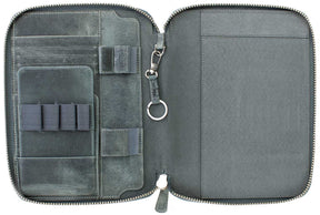 Galen Leather Co. Zippered A5 Notebook Folio - Crazy Horse Smoky