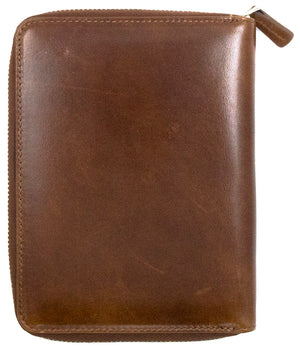 Galen Leather Co. Zippered 5 Slot Pen Case - Brown