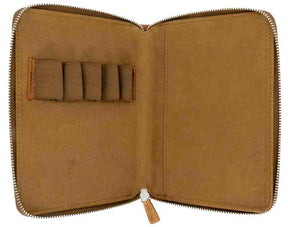 Galen Leather Co. Zippered 5 Slot Pen Case - Crazy Horse Brown