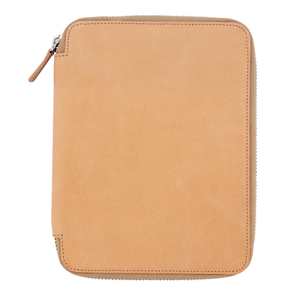 Galen Leather Co. Zippered 10 Slot Pen Case with A5 Notebook Holder - Undyed Leather