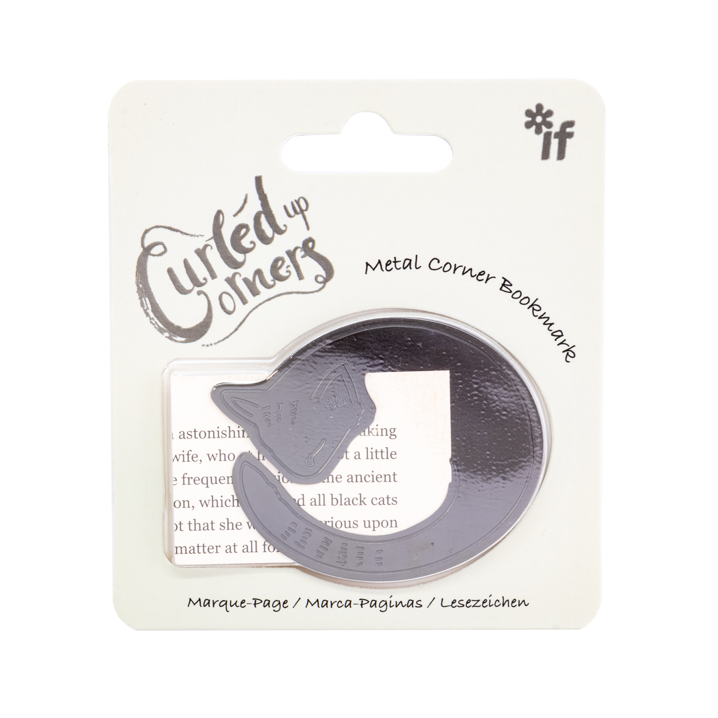 If - Curled up Corner  Metal Animal Bookmark - Cosy Cat