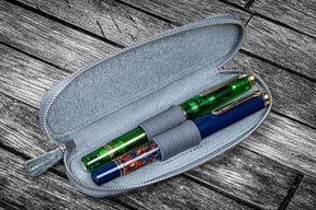 Galen Leather Co. Zippered Duo Slim Pen Case for 2 Pens - Crazy Horse Smoky