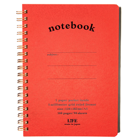 Life Stationery A5 Spiral Notebook Red